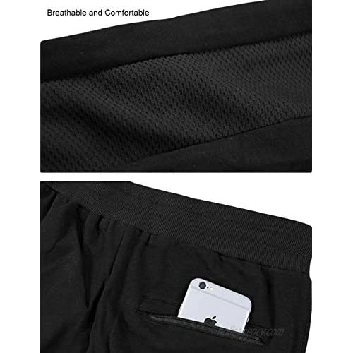 TOTNMC Men's Running Pants Elastic Waist Atheletic Pants for Men Casual Slim Pants with Zipper Pockets