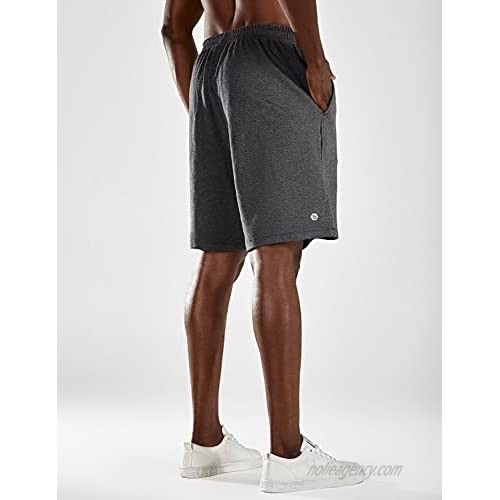 BALEAF Men's 9 Cotton Yoga Lounge Shorts Long Sweat Jersey Pajama Shorts with Pockets & Elastic Waist