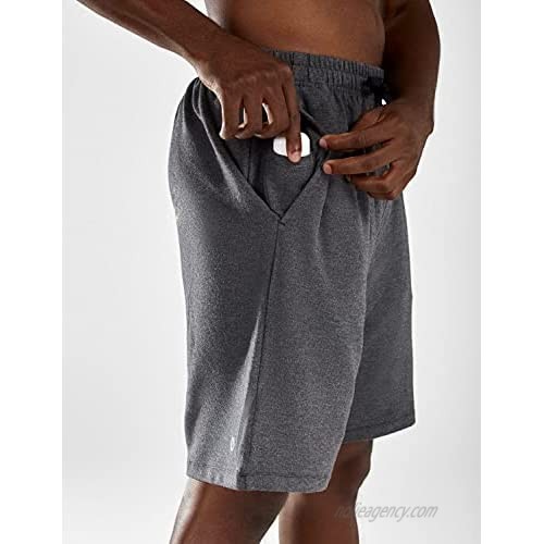 BALEAF Men's 9 Cotton Yoga Lounge Shorts Long Sweat Jersey Pajama Shorts with Pockets & Elastic Waist