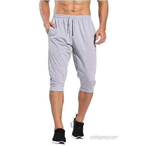 CQC Men's Joggers Pants Slim Fit Running Training Workout Gym Shorts with Zipper Pocket