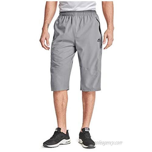 CRYSULLY Men's Outdoor Sports Quick Dry 3/4 Capri Pants Hiking Shorts