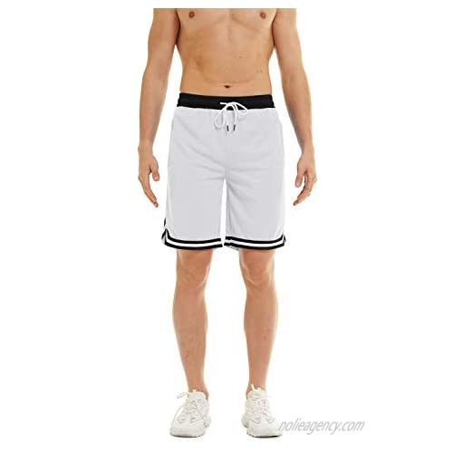 FASKUNOIE Mens Shorts Athletic Workout Gym Shorts Mesh Quick Dry Basketball Running Shorts with Zipper Pockets