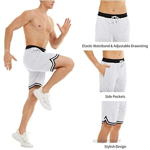FASKUNOIE Mens Shorts Athletic Workout Gym Shorts Mesh Quick Dry Basketball Running Shorts with Zipper Pockets