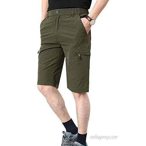 HOW'ON Men's Outdoor Hiking Shorts Expandable Waist Lightweight Quick Dry Shorts