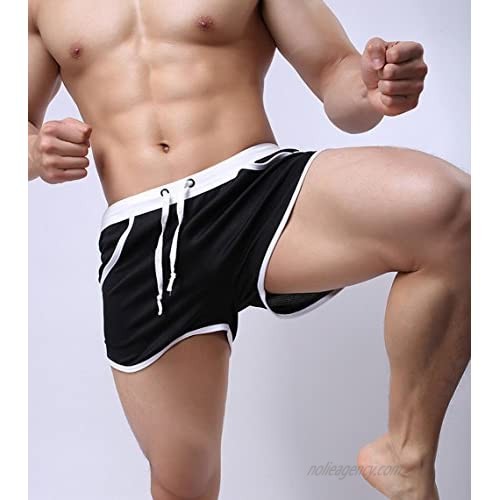 KAMUON Men’s Fitted Pockets Running Bodybuilding Workout Gym Active Short Shorts