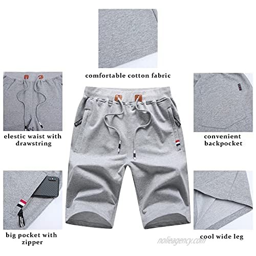 Knemksplanet Mens Shorts Casual Sports Running Beach Shorts Comfortable Workout Shorts with Drawstring Waist Zipper Pockets