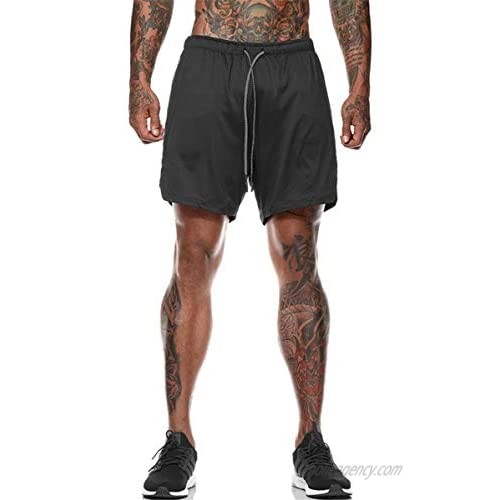 MIOUBEILA Men's Quick Drying Running Shorts with Pocket