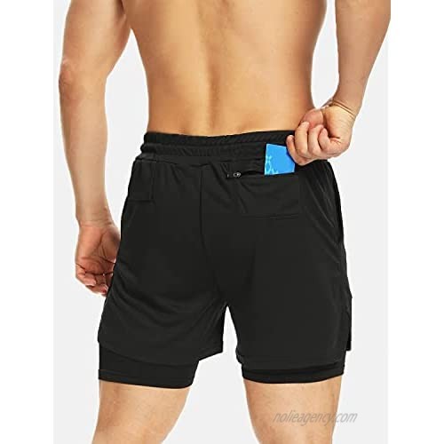 SEASUM Mens 2 in 1 Workout Shorts with Pockets Quick Dry Lightweight 7-Inch Athletic Running Shorts for Training