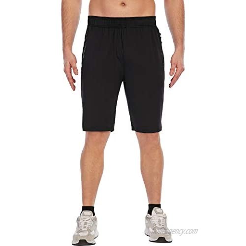 SHURONG Men's Gym Workout Running Shorts Classic Dry Fit Athletic Sweat-Shorts with Zipper Pockets