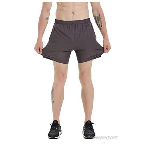 SUNDAY ROSE Men's Running Shorts 5 Inch Quick Dry Sports Workout Shorts with Pockets-Gray Medium