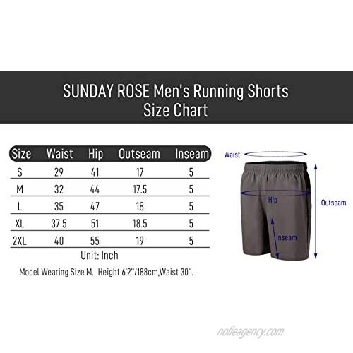 SUNDAY ROSE Men's Running Shorts 5 Inch Quick Dry Sports Workout Shorts with Pockets-Gray Medium