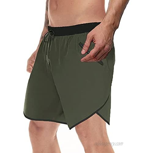 TLQLTS Mens Running Shorts Quick Dry Gym Workout Short Pants Bodybuilding Training Athletic Jogger with Pockets