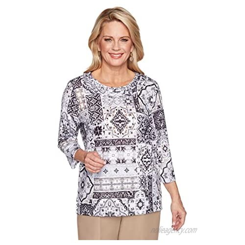 Alfred Dunner Classics Polyester Multicolored Light Weight Top (Multi  2X  0X)