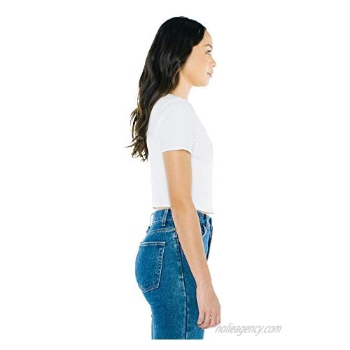 American Apparel Women's Cotton 2x2 Button Front Short Sleeve Crop Top