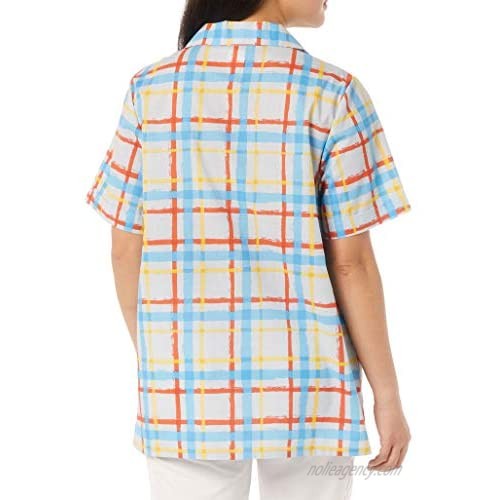 AmeriMark Women's Button Front Smock – Casual Button-Down Shirt w/Patch Pockets