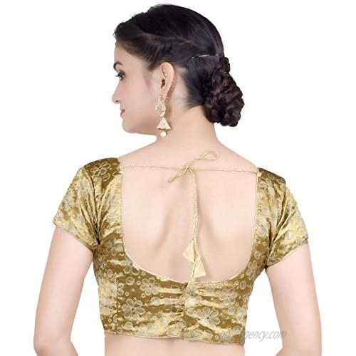Chandrakala Women's Party Wear Bollywood Readymade Indian Style Saree Blouse Padded Brocade Choli (B113)
