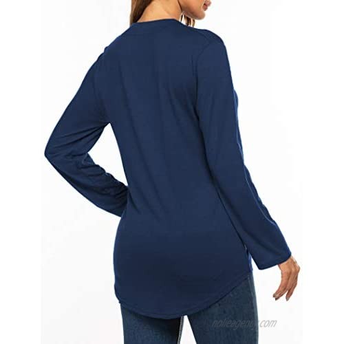 Halife Women Casual V Neck 3/4 Sleeve Shirts Tunics Tops Blouses