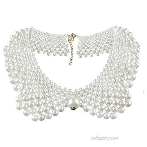 Joyci Women Chic Faux Pearl Necklace Peter Pan Collar Apparel DIY Craft Supply