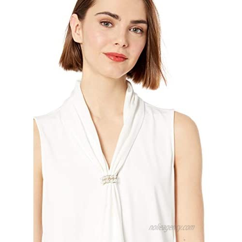 Karl Lagerfeld Women's Sleeveless Tied Blouse with Pearl Detail