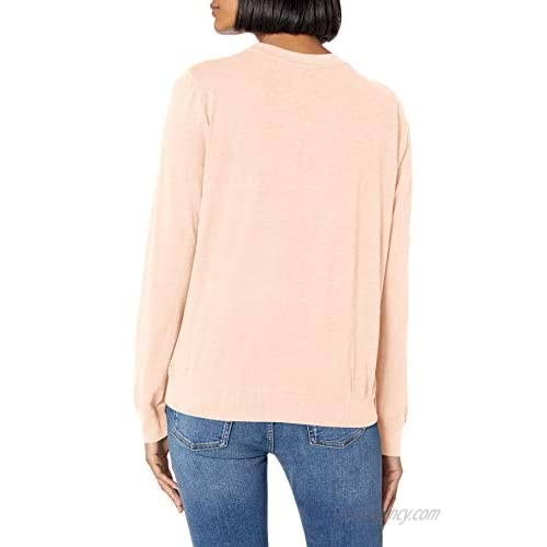 Lucky Brand Women's Long Sleeve Scoop Neck Mix Media Pullover Top