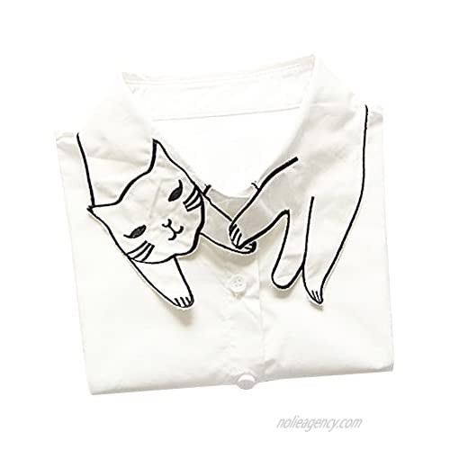 Shinywear Retro British Cute Cat False Shirt Collar Casual Detachable Lapel Collar White