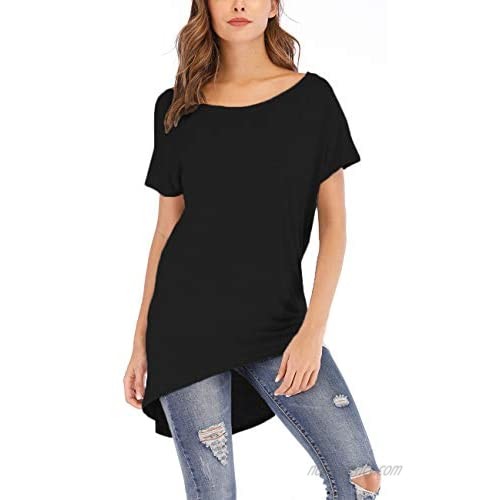 Womens Off Shoulder T Shirts Loose Casual Batwing Short Sleeve Oversize Blouse Tops