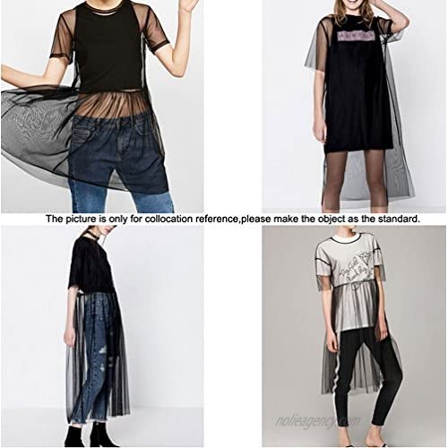 Women's Short Sleeve See Through Gauze Sheer Mesh T Shirt Dress Sheer Maxi Dress Tulle Maxi Skirt