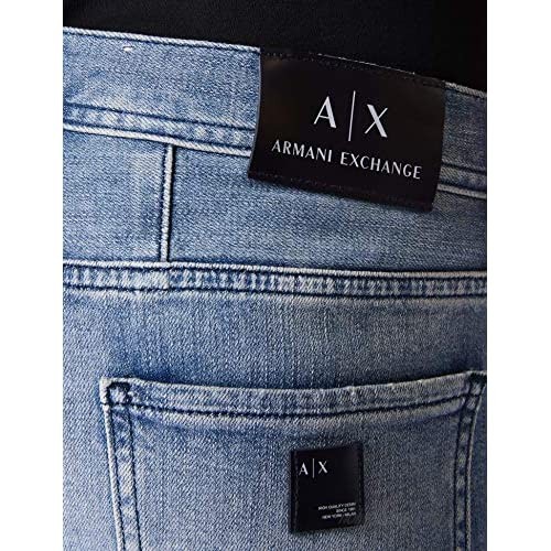 AX Armani Exchange Men's Slim Light Wash Distressed Denim