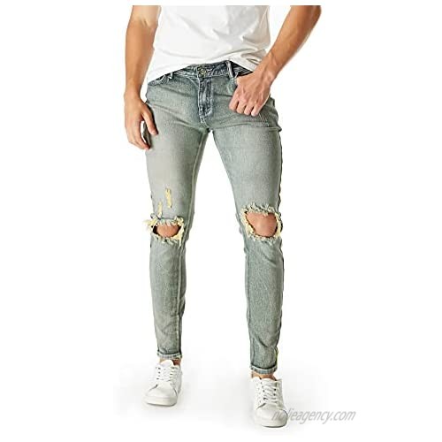 bindu Mens Jeans Ripped Stretchy Slim Fit Denim Jeans for Motor Skinny Jeans with Holes fit Bikers Jeans Side Striped