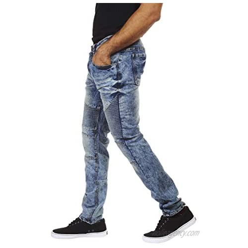 Encrypted Moto Men's Skinny Fit Men’s Jeans Men's Super Comfy Stretch Skinny Biker Denim Jean Stretch-Enhanced Moto Jeans