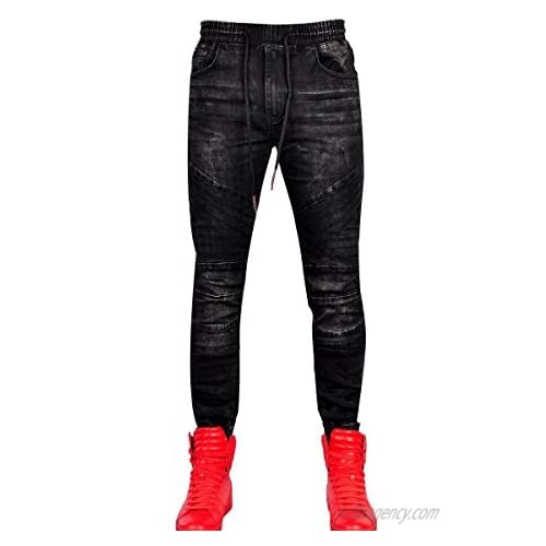 Men's Fashion Slim Fit Jogger Jeans Casual Elastic Waistband Denim Trousers