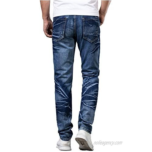 N+A Men's Ripped Jeans Pants Denim Straight Biker Younger-Looking Fashionable Slim