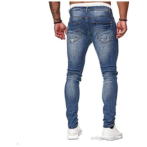Nutriangee Men's Ripped Holes Moto Biker Jeans Distressed Destroyed Skinny Stretch Slim Fit Denim Pants