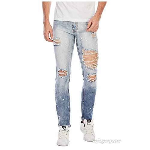 U/D Men's Ripped Distressed Destroyed Slim Fit Straight Jeans