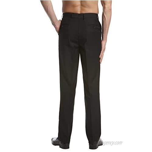 CONCITOR Men's Dress Pants Trousers Flat Front Slacks Solid BLACK Color
