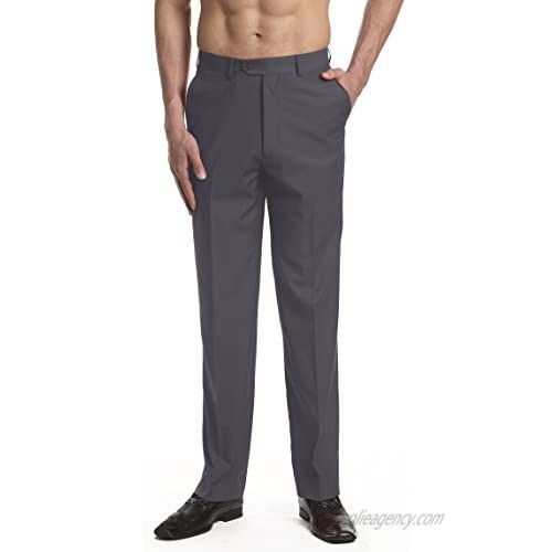 CONCITOR Men's Dress Pants Trousers Flat Front Slacks Solid CHARCOAL GRAY Color