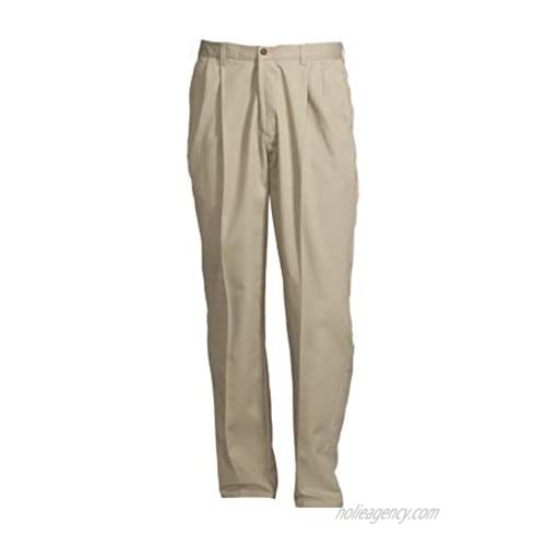 G M George Men's Wrinkle Resistant Pleated 100% Cotton Twill Pant with Scotchgard Size 42x32 Beige