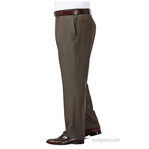 Haggar Men's Big & Tall Cool Gabardine Expandable-Waist Plain-Front Pant Heather Brown 44x32