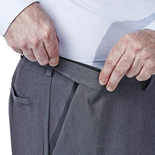 Haggar Men's Big & Tall Cool Gabardine Expandable-Waist Plain-Front Pant Heather Grey 54x34