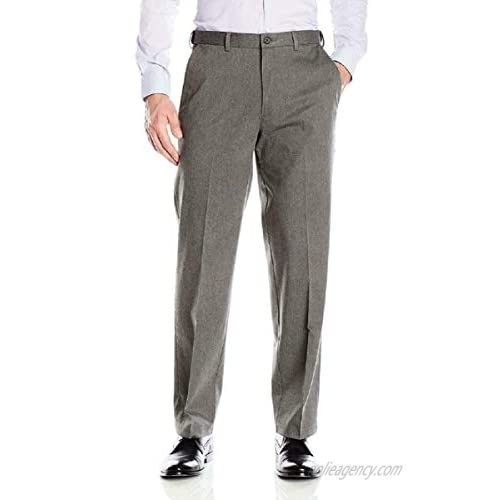 Haggar Men's Premium No-Iron Classic-Fit Expandable-Waist Pleat-Front Pant HTR Gray