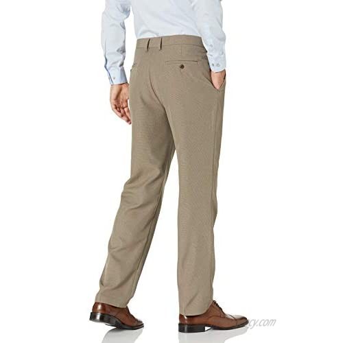Haggar Men's Tonal Tic Weave Straight Fit Plain Front Pant