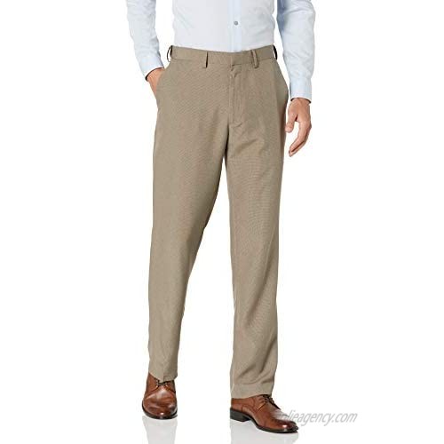 Haggar Men's Tonal Tic Weave Straight Fit Plain Front Pant