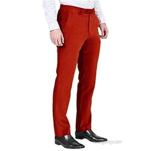 Premium Men's Velvet Dress Pants for Prom Business Occasion Trousers Adjustable Waist Casual Pants