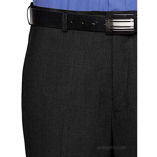 RGM Mens Slim fit Dress Pants Flat-Front - Modern Formal Business Wrinkle Free No Iron Black 40Wx32L