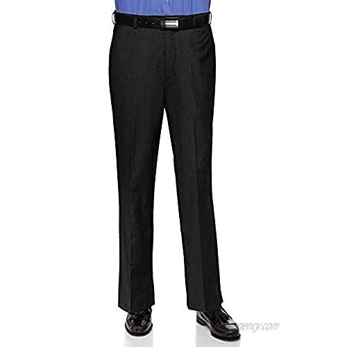 RGM Mens Slim fit Dress Pants Flat-Front - Modern Formal Business Wrinkle Free No Iron Black 40Wx32L