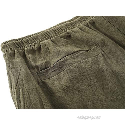 ANMLON Men's Summer Loose Fit Linen Pants Casual Drawstring Waist Straight-Legs Lightweight Beach Pant