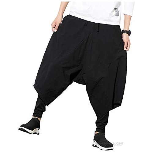 DOSLAVIDA Men's Casual Harem Pants Hip Hop Baggy Wide Leg Trousers Loose Fit Drawstring Elastic Yoga Sweatpants