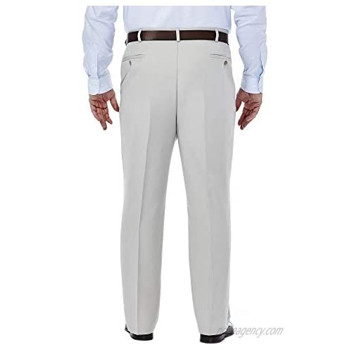 Haggar Men's Big & Tall Cool Gabardine Expandable-Waist Plain-Front Pant String 54x34