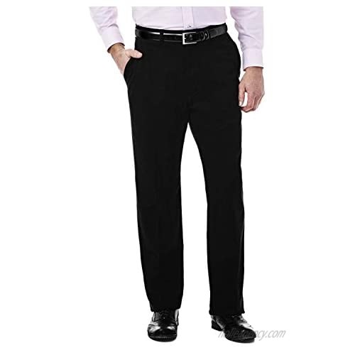 Haggar Men's Expandomatic Casual Stretch Solid Classic Fit Plain Front Pant