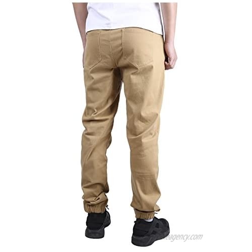 HDE Mens Jogger Pants Chino Joggers for Men Tapered Slim Fit Twill Pant